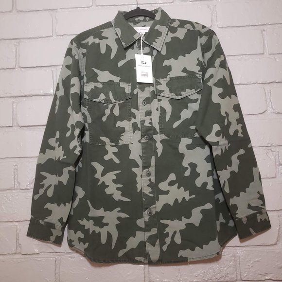 New with tags Camo Camouflage Military canvas jacket Shirt long sleeve size M - Picture 2 of 7
